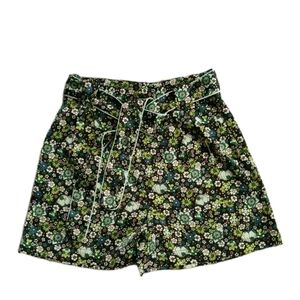 Scotch & Soda Amsterdam women's high waist green floral print shorts
